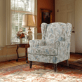 thumbnail image 6 of Hommow Vintage Floral Print Upholstered Armchair, White, with Dark Wood Legs, 6 of 7