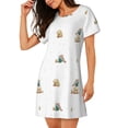 thumbnail image 2 of Naloa Rabbit Blowing Dandelions Print Women Nightgowns,Womens Loungewear,Short Sleeve Sleepwear,Comfy Ladies Nightdress, 2 of 6
