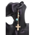 thumbnail image 4 of Women Gold Metal Chain Earrings Set Cross Turquoise Beads Jewelry, 4 of 9
