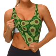 thumbnail image 4 of Vsdgher Big Colorful Avocados Print Women Sleeveless Athletic Tank Top Built-in Bra Camisole Sports Vest for Yoga Running Fitness Exercise with Removable Pads, 4 of 8