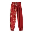 thumbnail image 4 of TTUHYWXI Christmas Womens Pajama Pants Casual Comfy Sleepwear Wide Leg Drawstring Bottoms with Pockets (Red, XL), 4 of 5