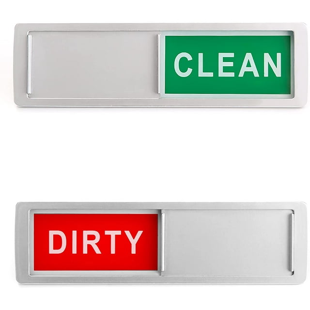 KitchenTour Clean Dirty Magnet for Dishwasher Upgrade Super Strong Magnet - Easy to Read Non-Scratch Magnetic Silver Indicator Sign with Clear, Bold & Colored Text