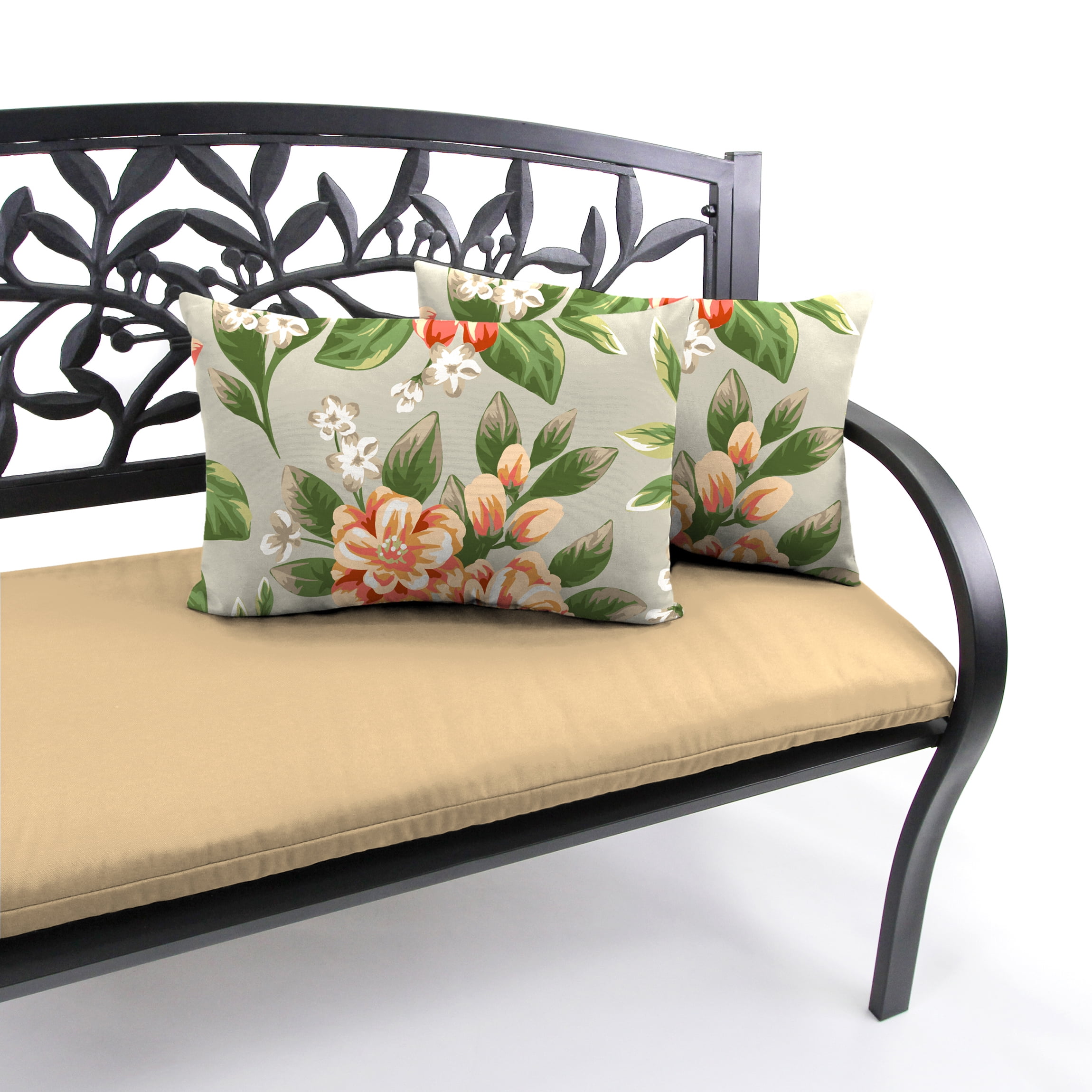 Jordan Manufacturing 12" x 18" Tori Cedar Grey Floral Rectangular Outdoor Lumbar Throw Pillow (2 Pack)