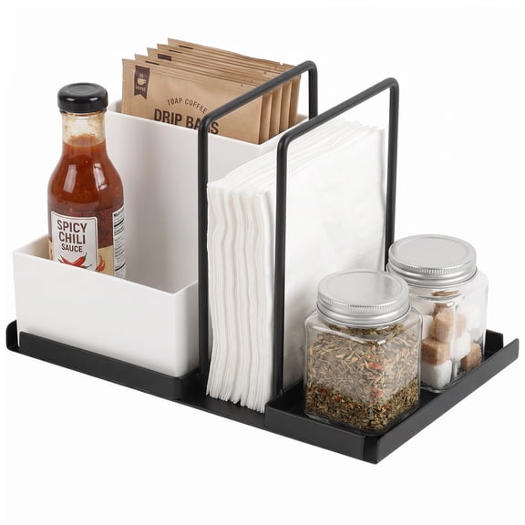 Behome Napkin Holder for Table, Metal Napkin Holder with Removable Storage Box & Salt and Pepper Shakers Caddy, Napkin Dispenser for Kitchen, Countertop, Dining Table