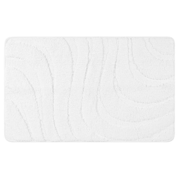 Unique Bargains Non Slip Bath Mat Geometry Bathroom Rug Absorbent Mat Microfiber Bath Rugs White 16" x 24"