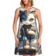 thumbnail image 1 of Easygdp Exotic Blue Cat para Vestido Transpirable de Mujer, Vestido Suelto de Manga Corta con Pliegues y Bolsillos para el Verano, 1 of 7