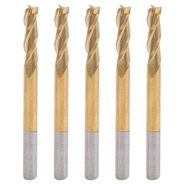 5 uds fresa de 3 flautas herramienta de grabado de corte de acero de tungsteno vástago redondo 3.175x3.175x12x40 VoborMX herramienta
