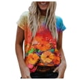 thumbnail image 1 of Pompotops Femmes Été Mode Manches Courtes O-Cou Impression Chemise Décontractée T-shirt Tops, 1 of 4