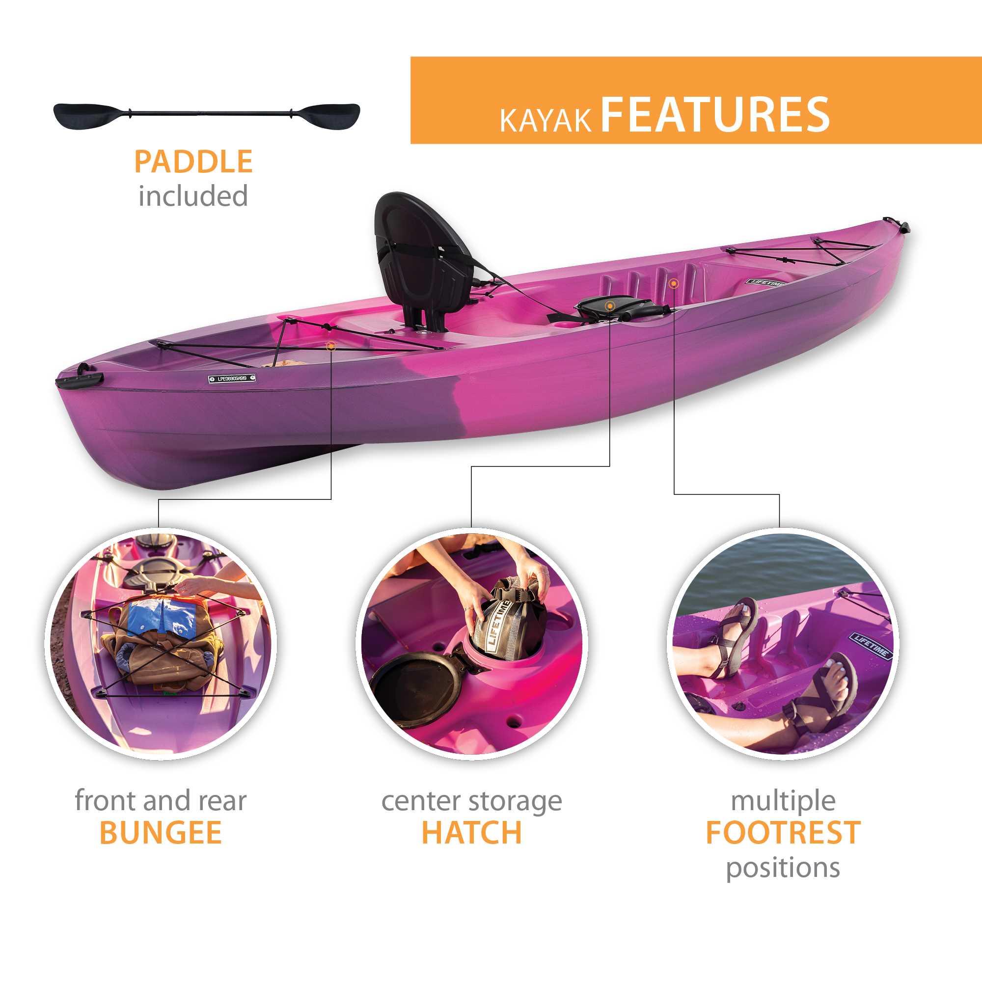 Lifetime Tamarack 10ft Kayak 2-Pack, Fusion Orchid, UV-protection