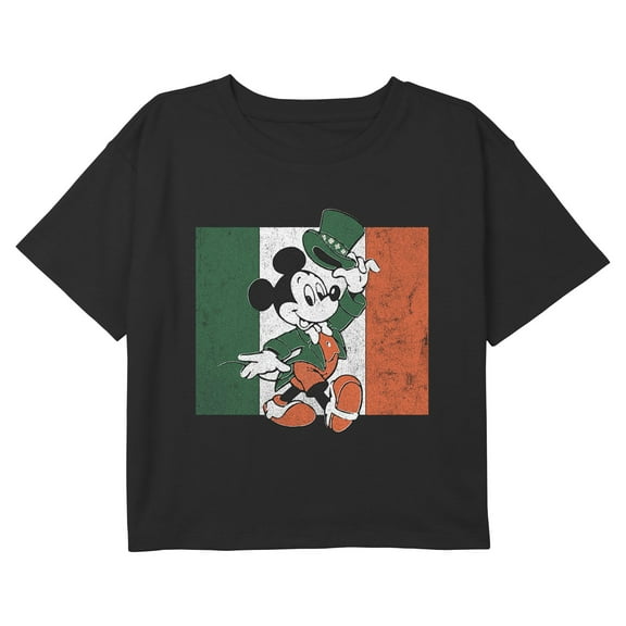 Girl's Mickey & Friends Distressed Luck Graphic Cropped T-Shirt