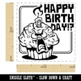 thumbnail image 2 of Happy Birthday Horrified Cupcake Self-Inking Rubber Stamp Ink Stamper - Blue Ink - Small 1 Inch, 2 of 7
