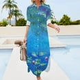 thumbnail image 3 of Claude Monet Water Lilies Color-Enhanced Long Sleeved Shirt Dress dress party night Cocktail of dresses dresses for women 2024, 3 of 6