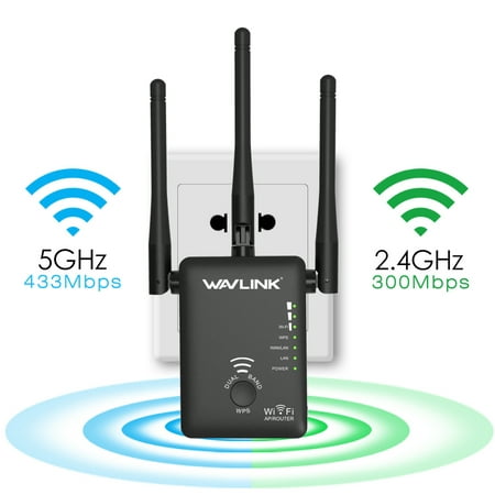 Wavlink AC750 Dual-Band WIFI Range Extender/Access Point/ Mini Wireless Router WI-FI Booster Signal Amplifier with 3 Hign Gain External Antennas-