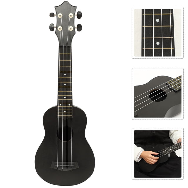 CTIRCHIU Ukulele De Madera Negro Con Sonido Claro Y Resistencia Para Principiantes