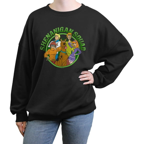 Junior's Scooby Doo Green Shenanigan Squad Badge Sweatshirt
