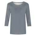 thumbnail image 5 of RYDCOT Tshirts Shirts for Women Cotton Solid Color Shirts for Women 3/4 Sleeves Blouse Round Neck Casual Basic Tee Tops Spring Fall Clothes Clearance, 5 of 5