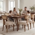 thumbnail image 4 of Guyou Modern Rattan Backrest Dining Chairs Set of 2, Mid-century Farmhouse Linen Upholstered Kitchen Chairs Solid Wood Side Chairs for Kitchen Dining Room Living Room, Beige, 4 of 15