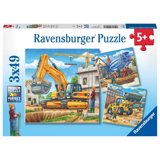 Rompecabezas Ravensburger, vehículos de construcción grandes, 3 x 49 piezas