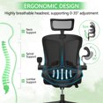 thumbnail image 3 of Ergonomic Office Chair, Home Office Desk Chair with Adjustable Headrest & Lumbar Support, Swivel High Back Computer Chair, Breathable Mesh Chair, PU Silent Wheels, Flip-Up Arms, 3 of 9
