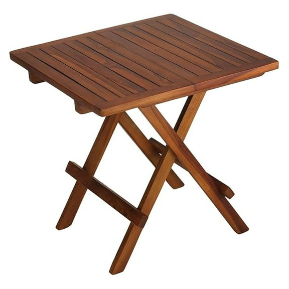 Ravinia Folding Teak Small Table, Oiled Finish Brown