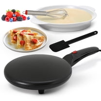 Nutri Chef Electric Plug in Countertop Crepe Maker and Griddle Hot Plate, Black