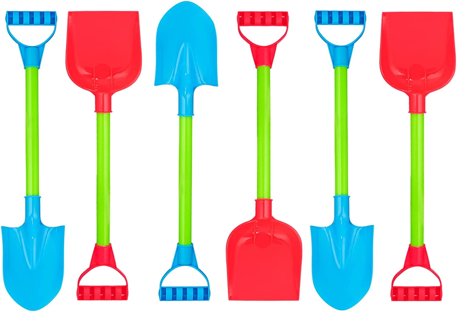 6Pack Beach Shovel Toys 17.5Inch Kids Sand Snow Shovel Tool Set with