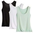 thumbnail image 2 of Pincandy Women's 3 Piece Solid Color Pajama Set with U Neck Sleeveless Tank Top and Undershirt Soft Cozy Loungewear Ideal for Nighttime Relaxation, 2 of 7