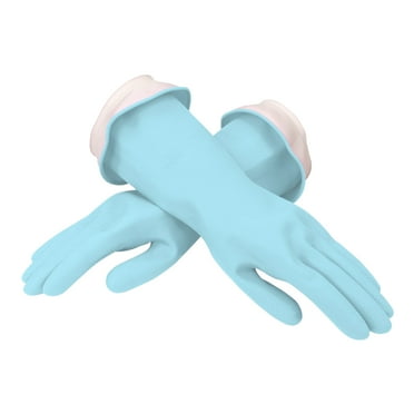 Casabella Waterblock Premium Latex Gloves With Tapered Fit & Double Cuff Small, Aqua Blue