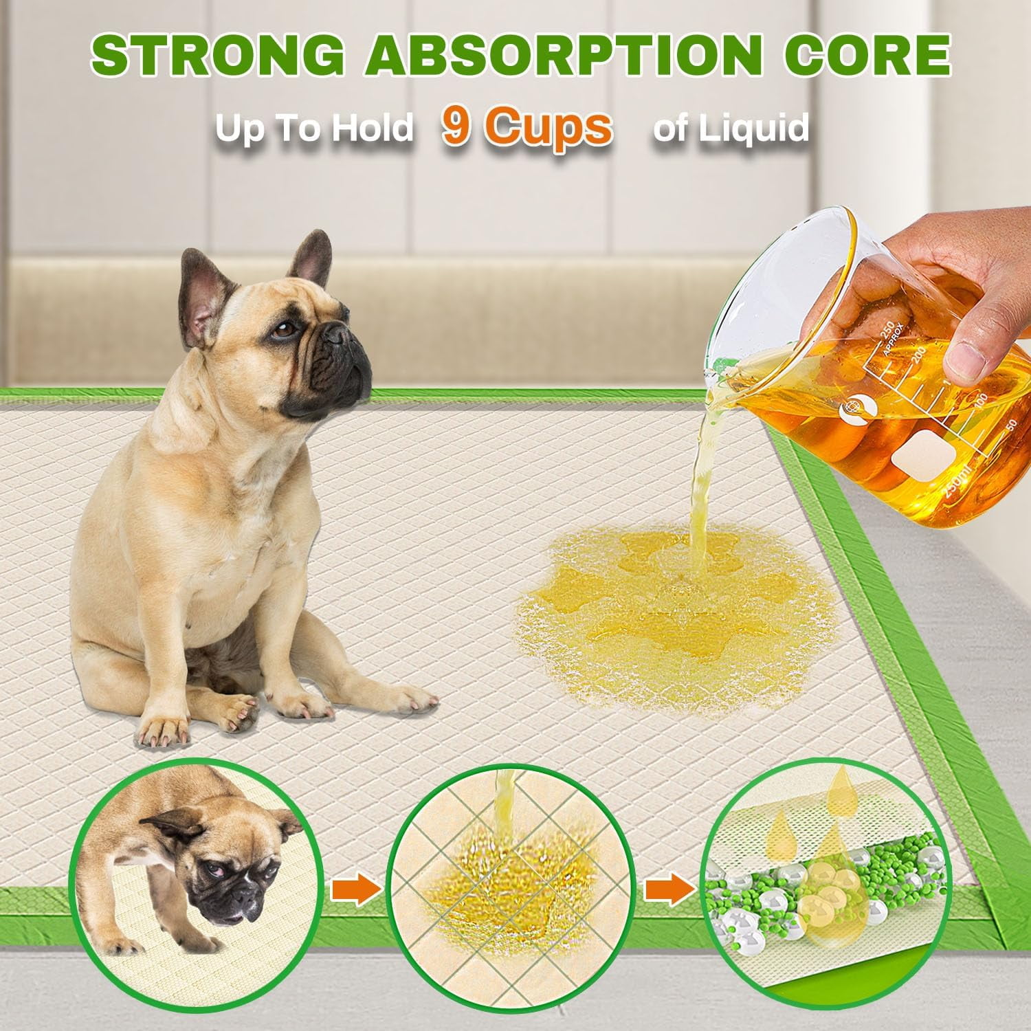 Nomipaw Pee Pads for Dogs - 28 x 34 inchs - 100 Count - ECO - Super Absorbent - Full Edge Wrapping Pad