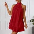 thumbnail image 5 of Chiffon Dresses for Women Halter Drop Waist Mini Dress Ruffle Wedding Guest Dress with Built-in Shorts Backless Flowy Summer Dresses for Club, Night Out and Holiday Brunch Outfits, 5 of 8