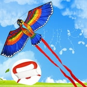 NimJoy Parrot Delta Kites for Kids Adults, Easy to Fly Nylon Kite W/ 55" Tail for Beach, Trip and Park (45" Blue)