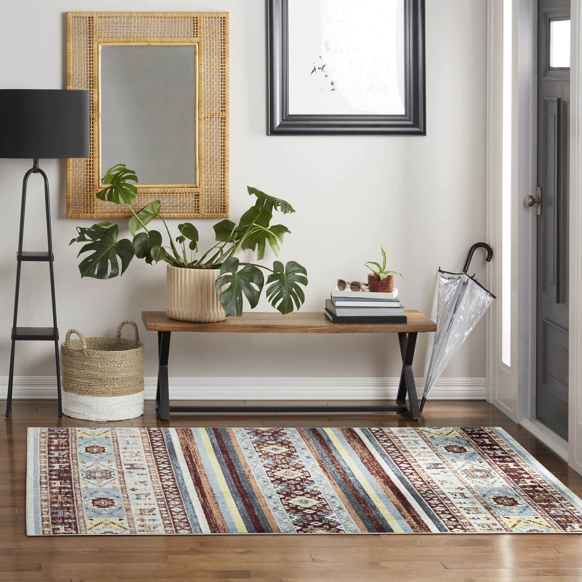 Everwash™ Treasure Heris Southwest Geometric Machine Washable Area Rug, Red/Blue, 6'6"x9'2"