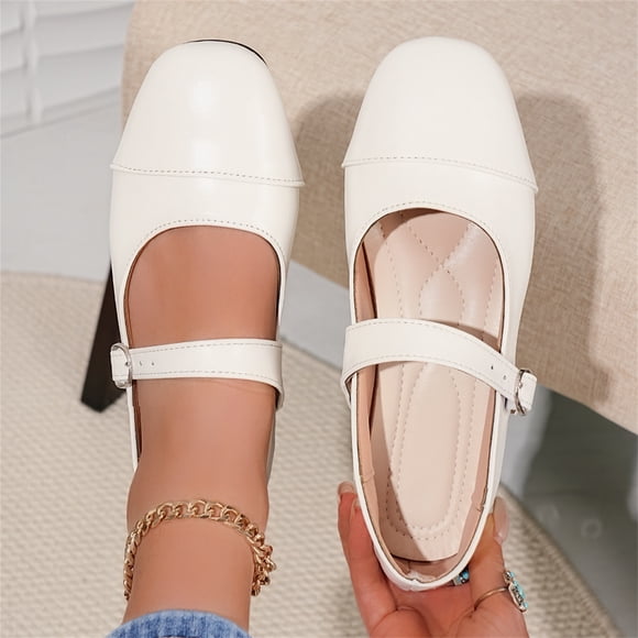YOUYEDIAN Flat Shoes for Women Spring Fall Dressy Loafers Slip on Non Slip Comfy Walking Shoes Work Closed Toe Orthopedic Shoes (White)