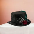thumbnail image 3 of Dark Series Theme Top Hat Wool Skeleton Flower Design Tall Hat For Cosplay Enthusiasts And Theater Stage Performances, 3 of 11