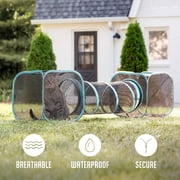 Kitty City Two-Way Cat Tunnel with Cubes, Mesh Pop-Open Playset for Indoor & Outdoor Use, Black & Teal,