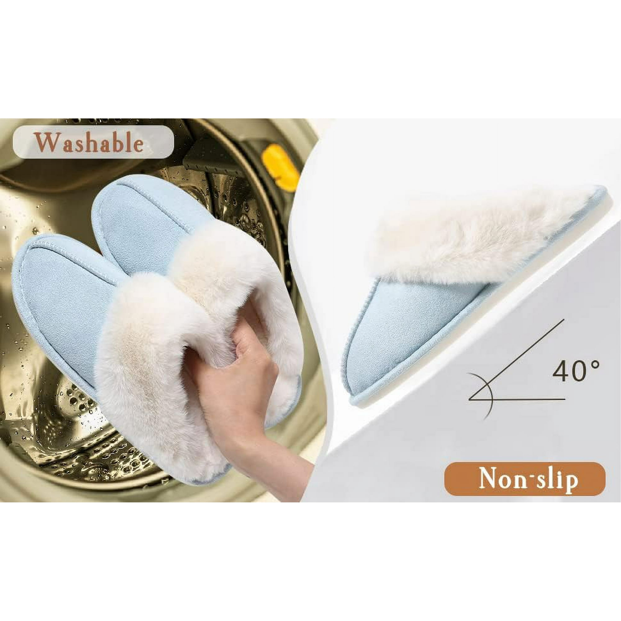 Women's Fuzzy Slippers Men Indoor And Outdoor Anti-Skid Rubber