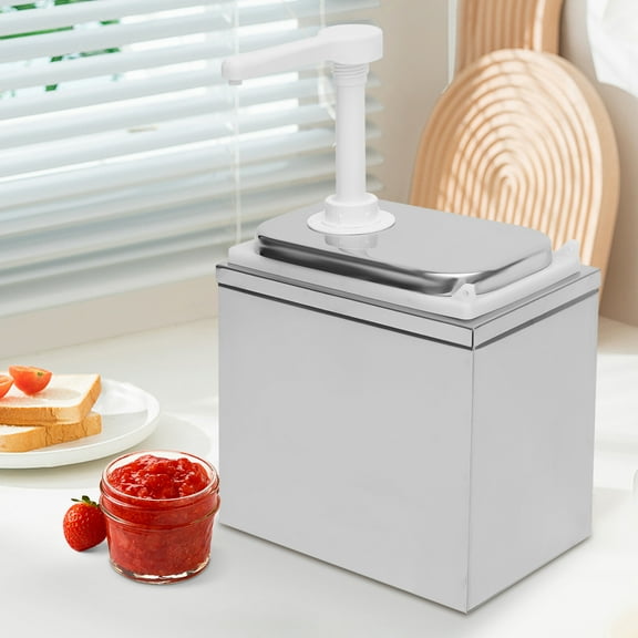 7.87*5.1 Silver Commercial  Fudge Nacho Cheese Sauce Pump Dispenser Dispensing 2L for Home Kitchens