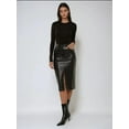 thumbnail image 2 of Faux Leather Midi Skirt with Slit, 2 of 5