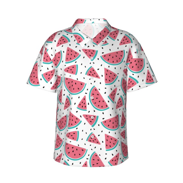 Balery Watermelon Camisas hawaianas de manga corta para hombre, camisas playeras de corte holgado, camisas de vacaciones con botones,XX-Large
