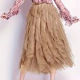 thumbnail image 5 of Aueoeo Women Tulles Skirt High Low Layered Puffy Skirts Pleated A-line Midi Skirt Front Asymmetrical Long Skirts Khaki L, 5 of 7