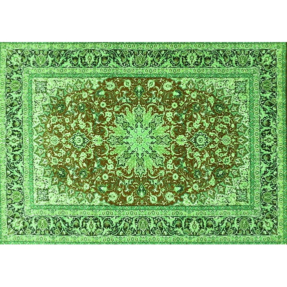 Ahgly Company Indoor Rectangle Medallion Green Traditional Area Rugs, 2' x 4'