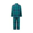 thumbnail image 3 of AIGUR Family Matching Christmas Pajamas Set, Green Blue Plaid Long Sleeve Button‑Up Shirt  Pants Soft Sleepwear for Holiday, 3 of 10