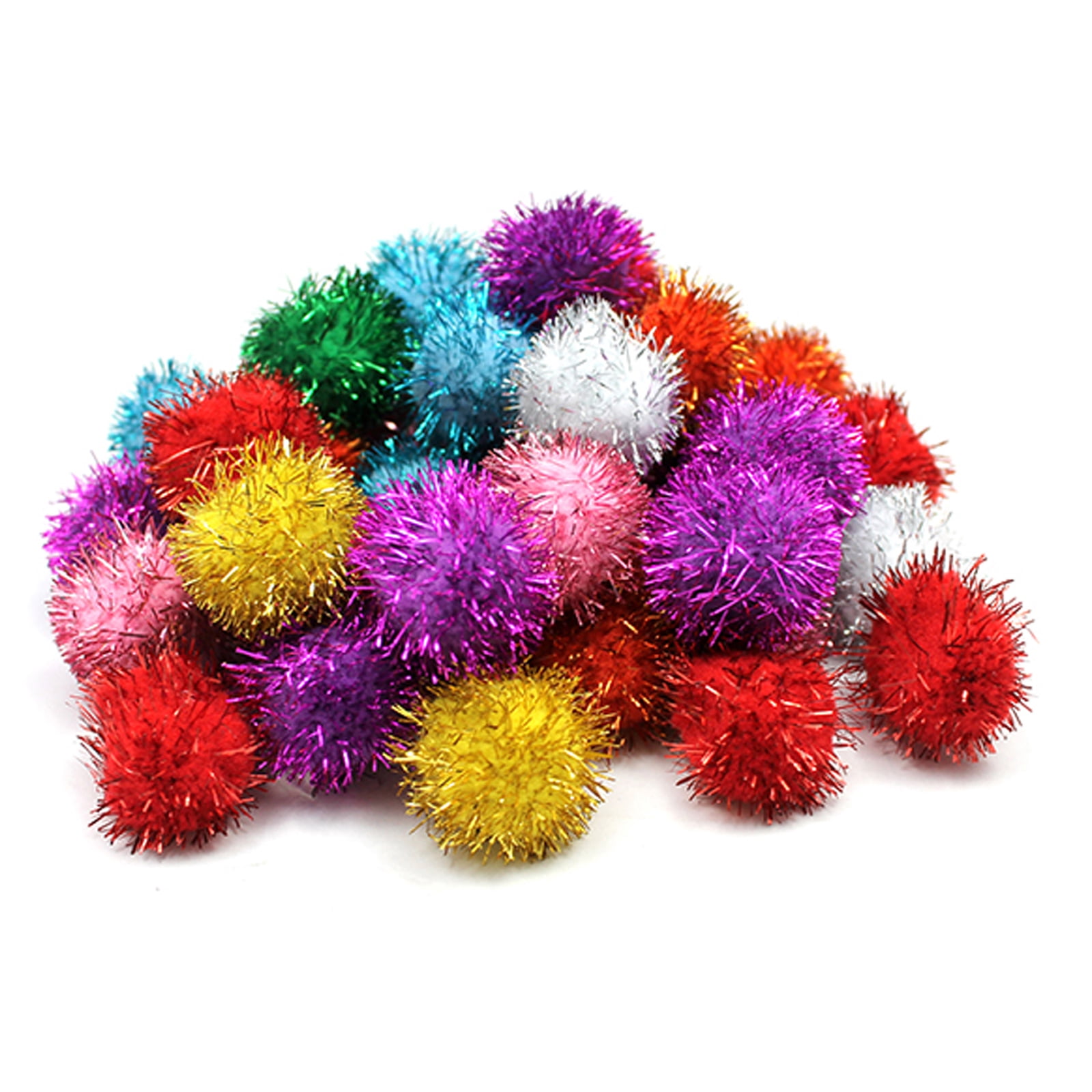 Creativity Street Glitter Pom Pons, Assorted Colors, 1", 40 Pieces Per Pack, 3 Pack