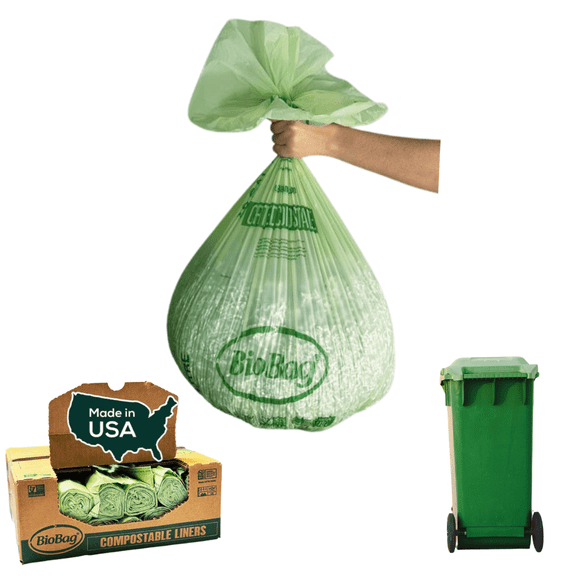 60 Gallon BioBag The Original Compostable Food Scrap Commercial Gallon Bags, 100% Compostable Certified (A) (80 Count)