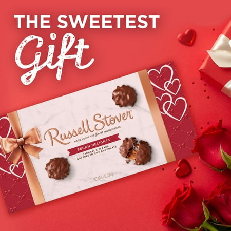 RUSSELL STOVER Valentine's Day Milk Chocolate Pecan Delights Gift Box, 9.4 oz. (9 pieces)