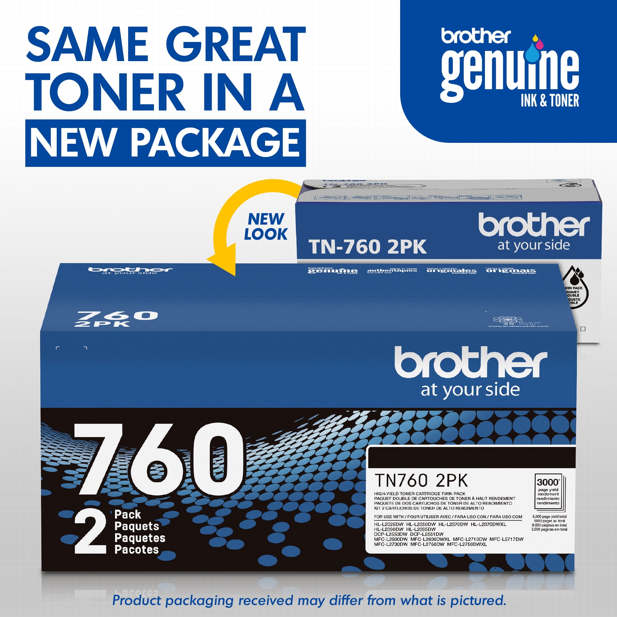 Brother Genuine High-Yield Black Toner Cartridge Twin Pack TN7602PK