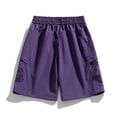 thumbnail image 4 of HAPIMO Elastic Waist Drawstring Comfy Shorts for Beach Vacation Lightweight Relaxed Fit Solid Color Casual Outings Sports Shorts Men's Shorts Breathable Shorts Purple X-Large, 4 of 4