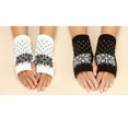 thumbnail image 4 of Skpblutn Glove Autumn Snowflake Decorated Knit Half Finger Winter Warm Gloves Black One Size, 4 of 6