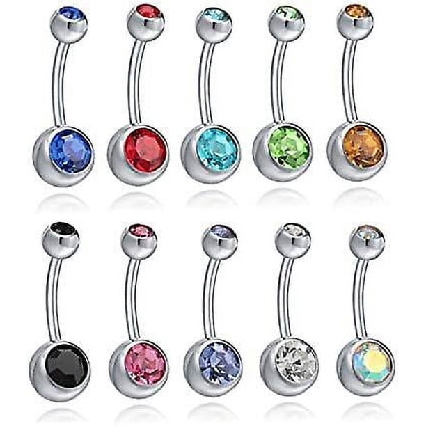 Pulabo 10 Piezas Acero Inoxidable YONGSHENG Piercing para el Ombligo Colorido