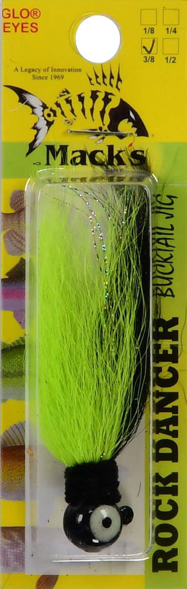 Mack's Lure Rock Dancer 3/8 Oz. Black/Chartreuse, Fishing Jigs